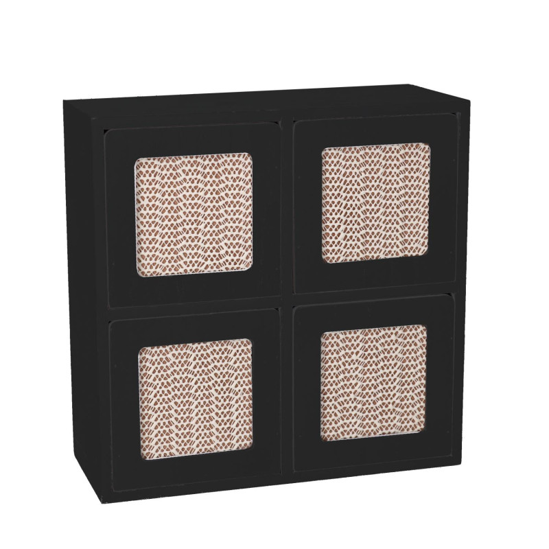 Portatutto legno nero quadro 20x8x20 cm moderno pratico