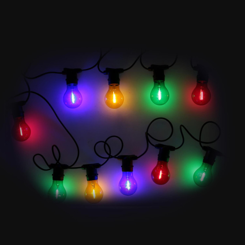 Catena 5m 10 lampadine vetro multicolor esterno decorativa