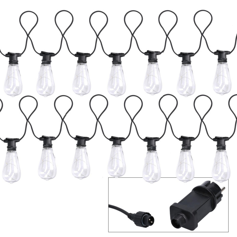 Catena 5m 10 lampadine plastica luce bianco caldo esterno