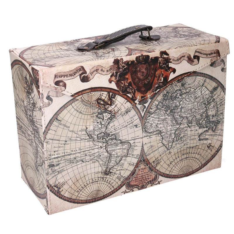Valigia ecopelle mappamondo marrone 34×24×h14,4 cm — levantshop.live