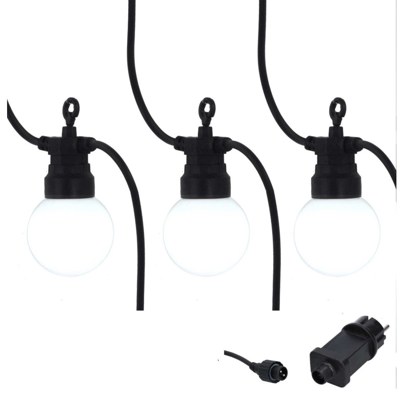 Catena plastica 5m 10 lampadine bianco freddo decorativa