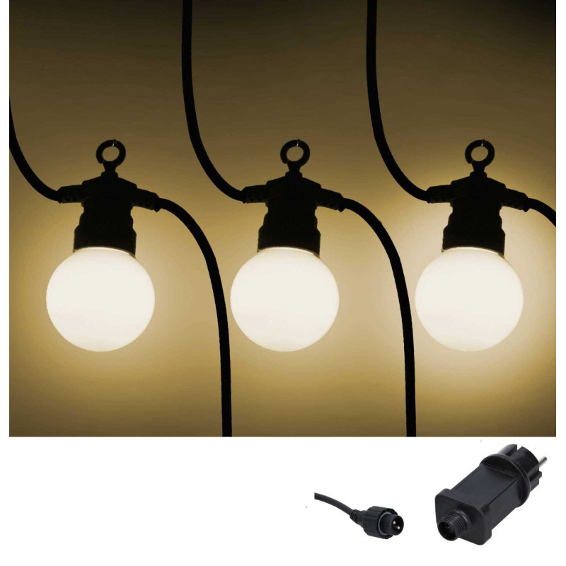 Catena plastica 5m 10 lampadine bianco caldo opaco decorativa
