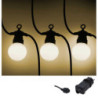 Catena plastica 5m 10 lampadine bianco caldo opaco decorativa
