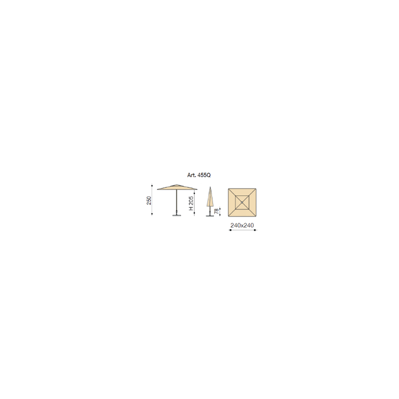 Ombrellone palo centrale Trend 240x240 cm Made in Italy