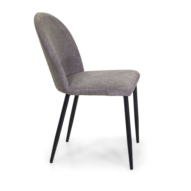 Sedia tessuto grigio struttura nera 44,5x57,5xH82,5 cm moderna