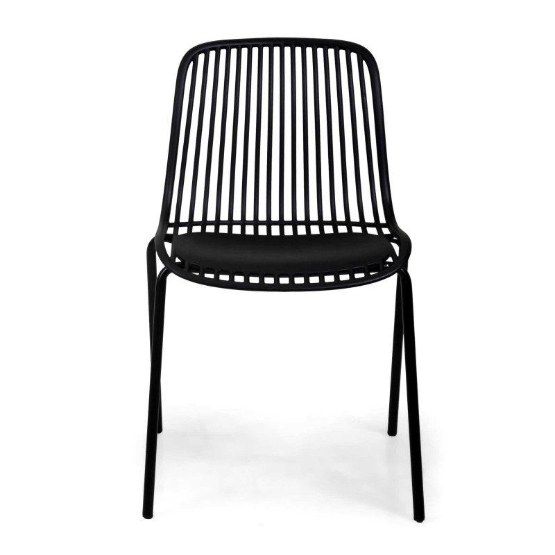 Sedia polipropilene Coraline nero gambe metallo 46,5x54x83 cm