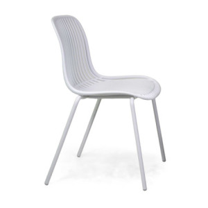 Zoom Sedia polipropilene con gambe metallo Coraline bianco cm 46,5x54h46/83