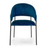 Poltrona velluto Chloe blu struttura nera 59x51x83,5 cm elegante