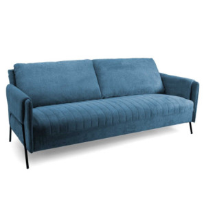 Divano tessuto 3 posti blu ottanio 195x77x85 moderno