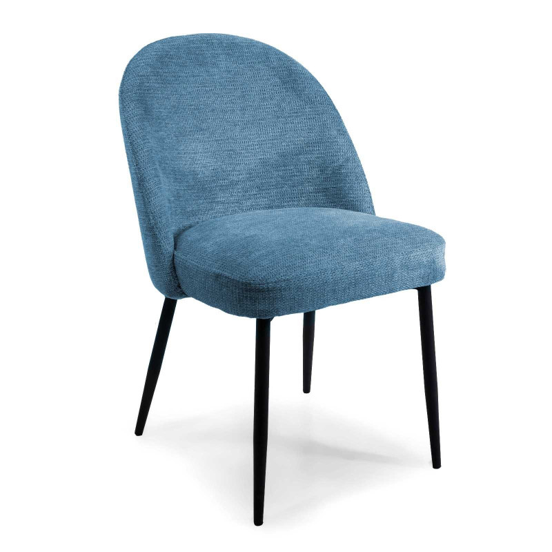 Sedia tessuto blu ottanio struttura nera moderna imbottita