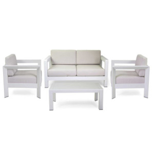 Salotto alluminio El Paso 2 posti bianco con cuscini elegante