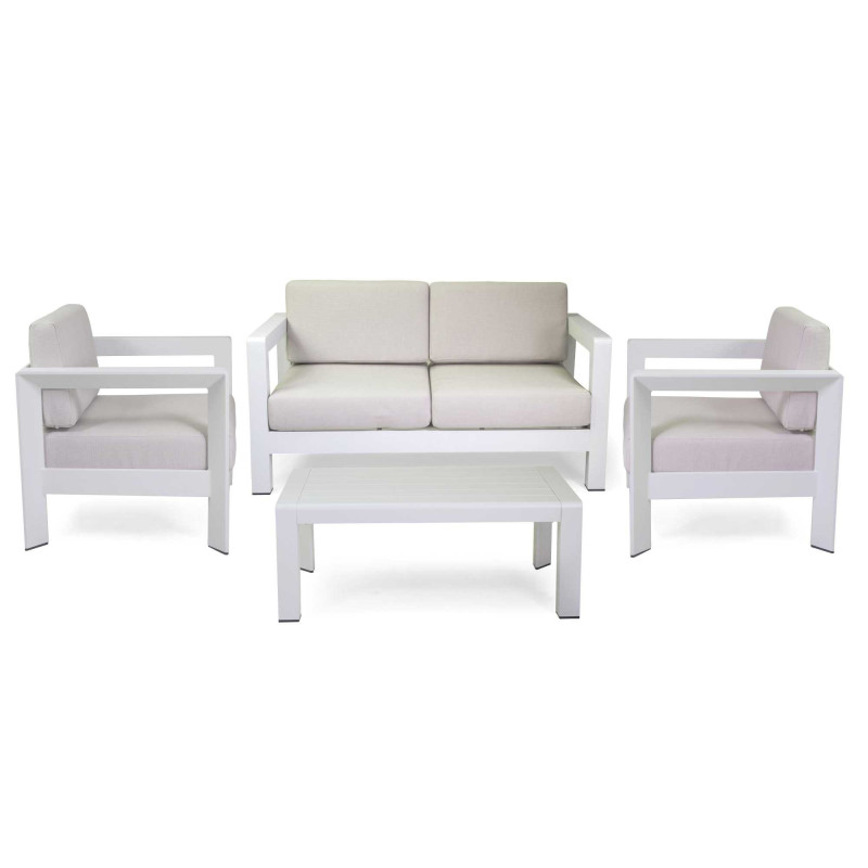Salotto alluminio El Paso 2 posti bianco con cuscini elegante