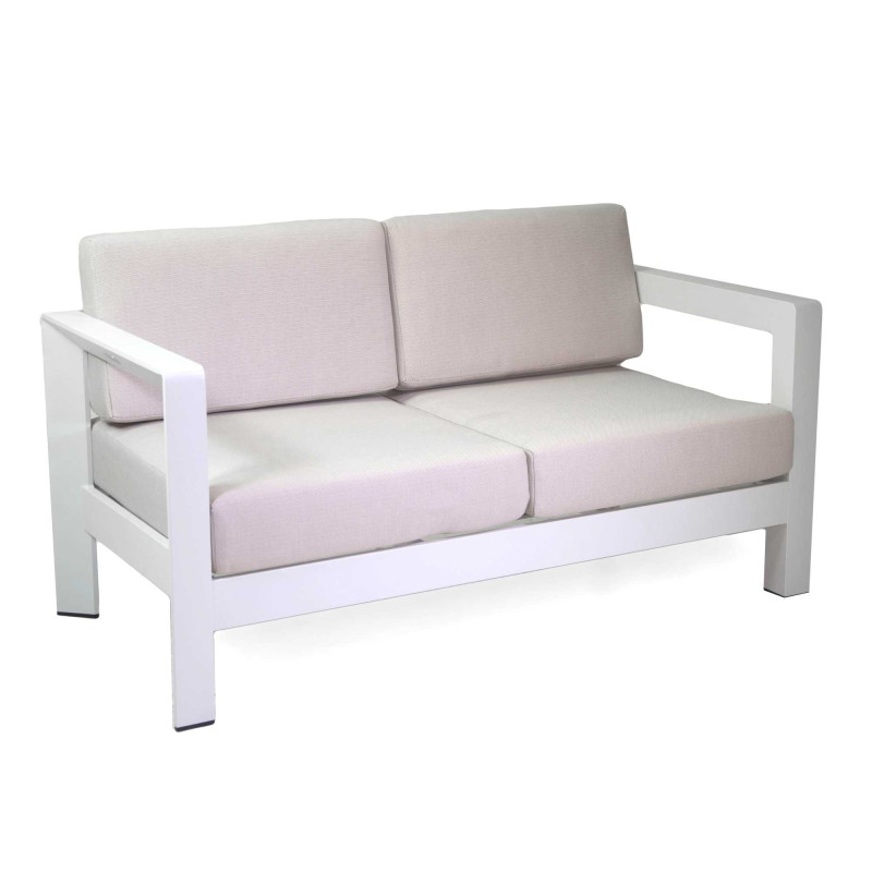 Salotto alluminio El Paso 2 posti bianco con cuscini elegante