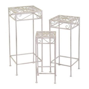 Colonnina metallo Ragusa avorio quadro 30x30x70 cm elegante