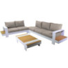 Salotto alluminio Idaho angolare bianco crema tavolo legno elegante