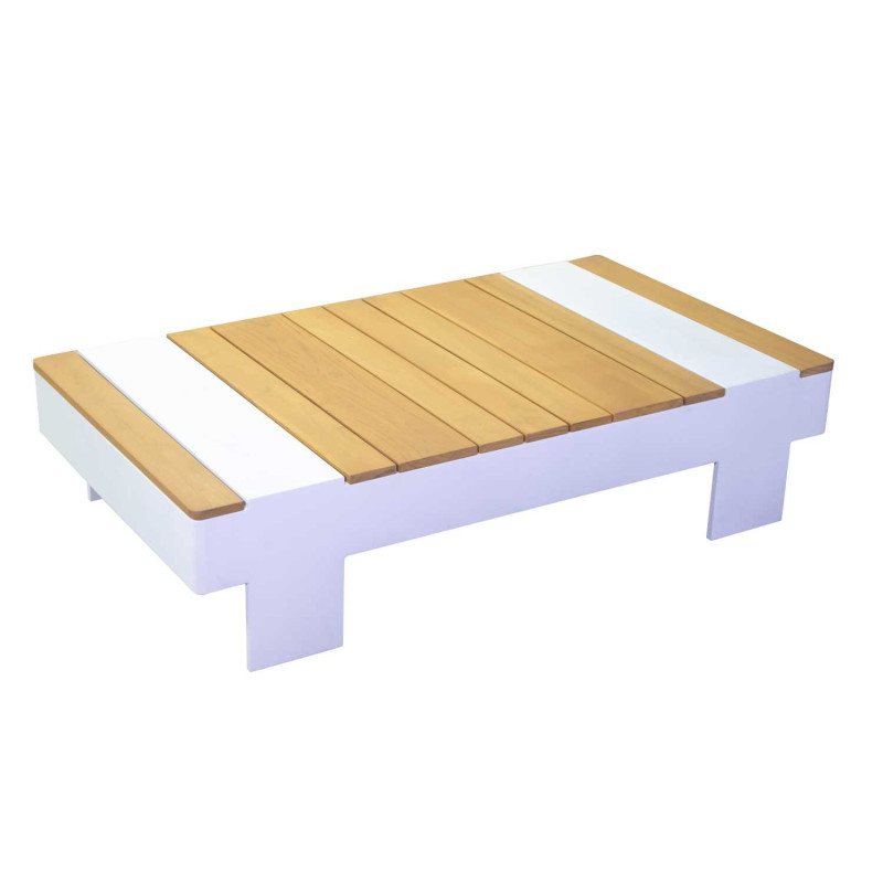 Salotto alluminio Idaho angolare bianco crema tavolo legno elegante