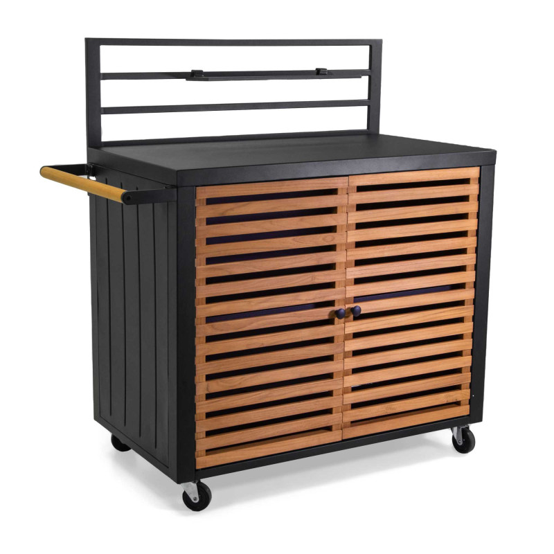 Mobiletto alluminio Idaho antracite 2 ante teak 114x57,5x120 cm