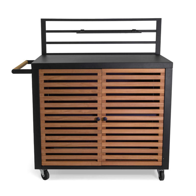 Mobiletto alluminio Idaho antracite 2 ante teak 114x57,5x120 cm