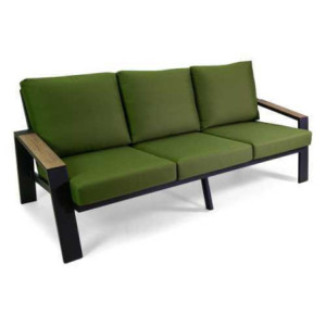 Zoom Salotto alluminio Riverside 3 posti antracite con cuscini verde