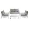 Salotto alluminio Manhattan bianco 2 posti cuscini grigi elegante
