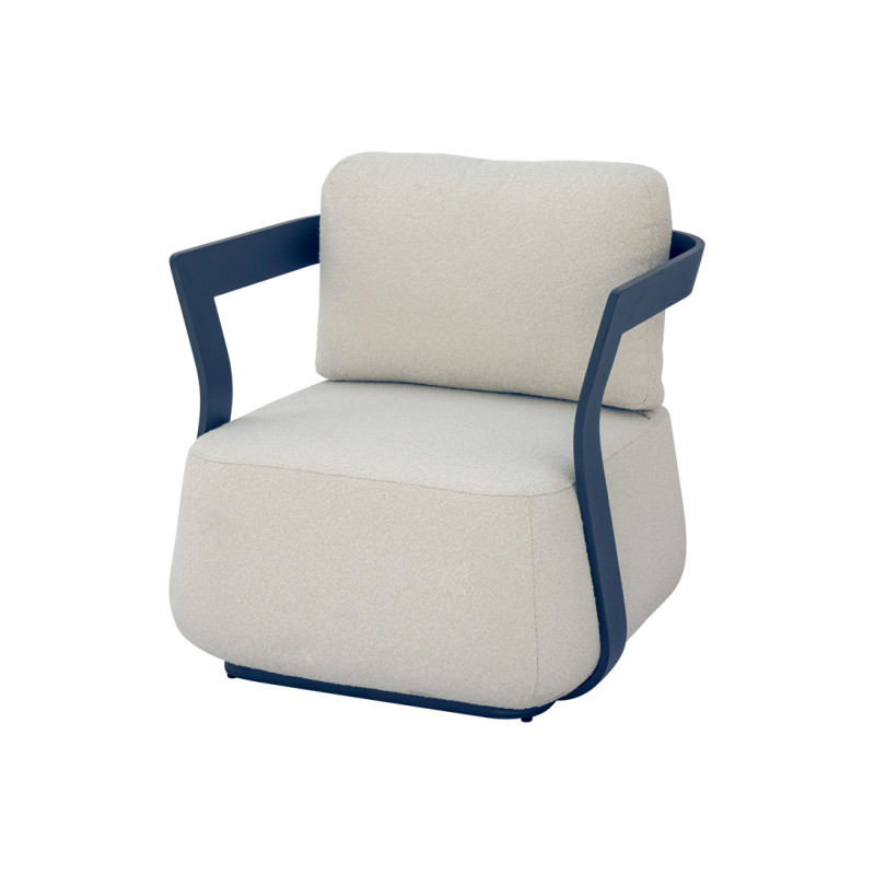 Salotto Monaco Alluminio Blu Cuscini Alti Bianchi Moia