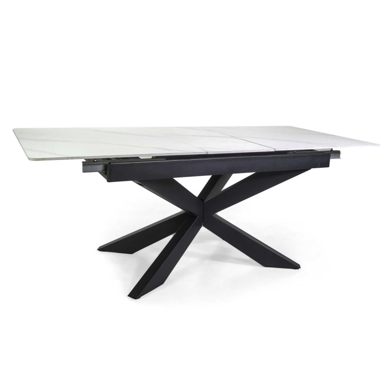 Tavolo metallo Pepper allungabile top bianco pietra 160-200x90x76 cm