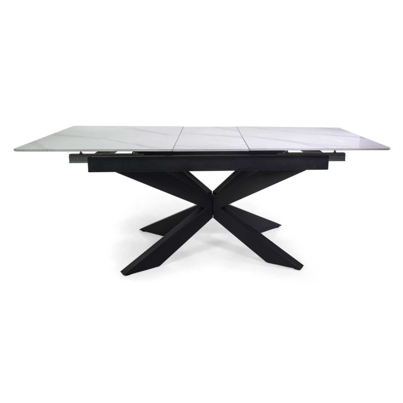 Tavolo metallo Pepper allungabile top bianco pietra 160-200x90x76 cm