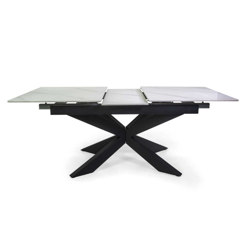 Tavolo metallo Pepper allungabile top bianco pietra 160-200x90x76 cm