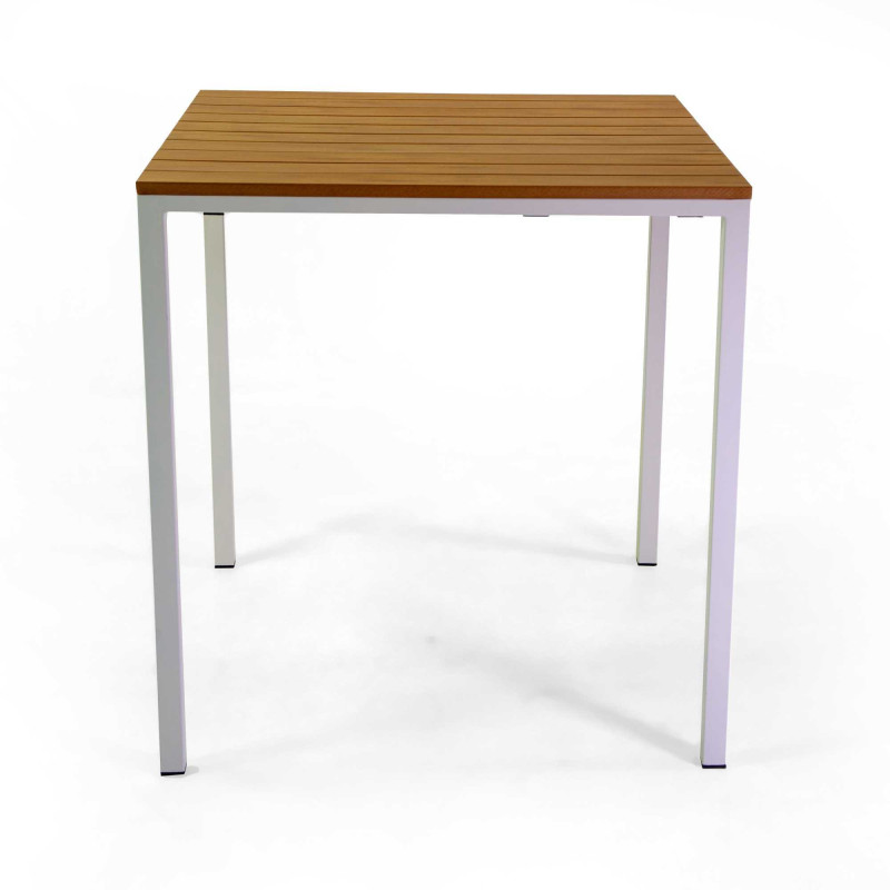 Tavolo metallo Loki bianco top polywood 80x80x74 cm giardino