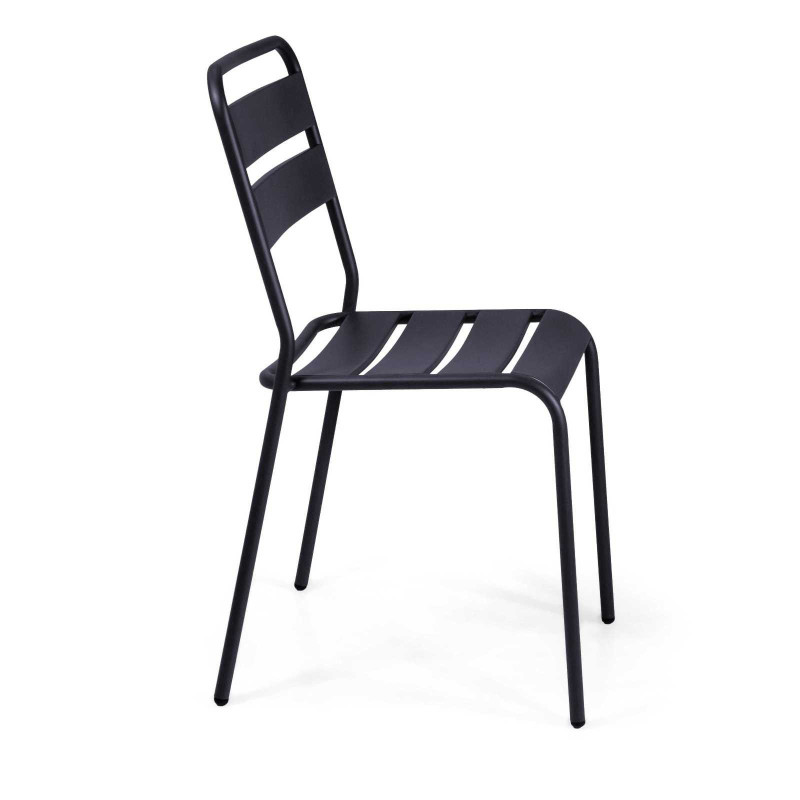 Sedia metallo doghe Rovigo Mini antracite 47x52x81 cm esterno