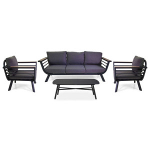 Salotto alluminio New Riverside antracite 3 posti bracciolo HPL