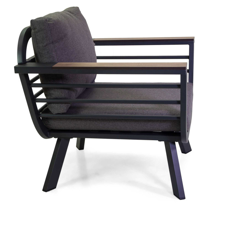 Salotto alluminio New Riverside antracite 3 posti bracciolo HPL