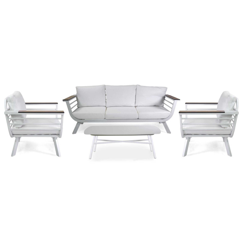 Salotto alluminio New Riverside bianco 3 posti bracciolo HPL