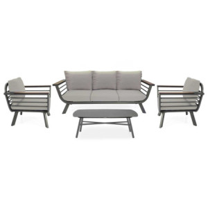Salotto alluminio New Riverside 3 posti tortora bracciolo HPL