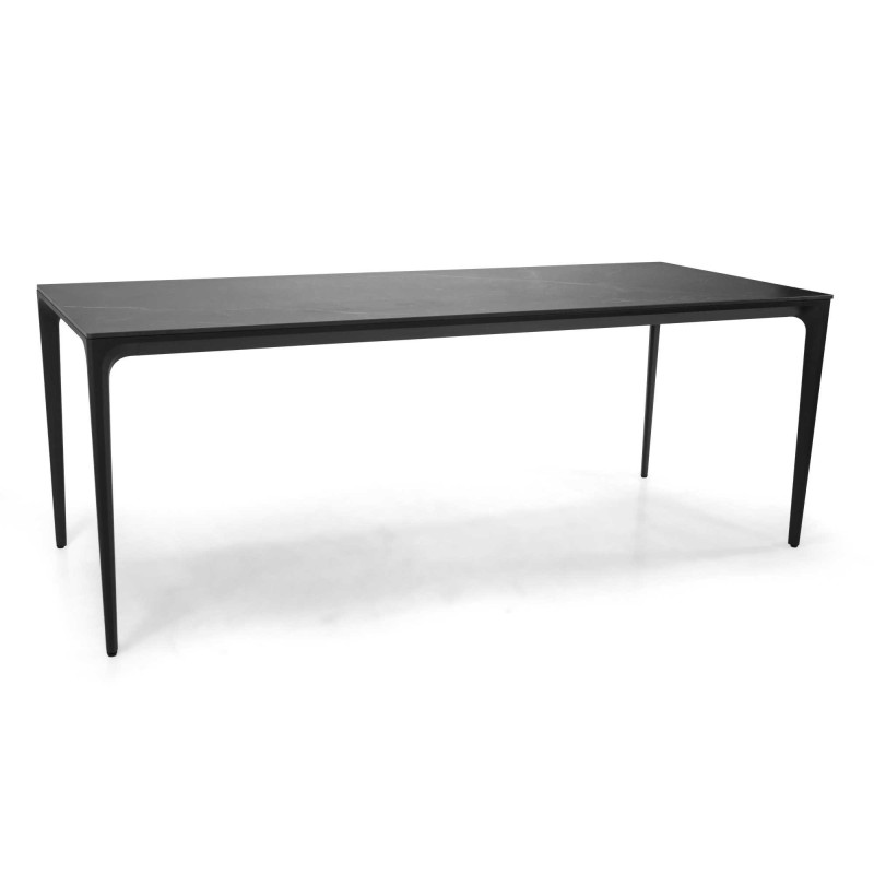 Tavolo alluminio Bakersfield 200x80 cm top pietra antracite