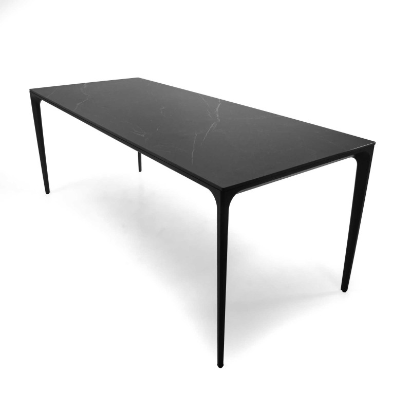 Tavolo alluminio Bakersfield 200x80 cm top pietra antracite