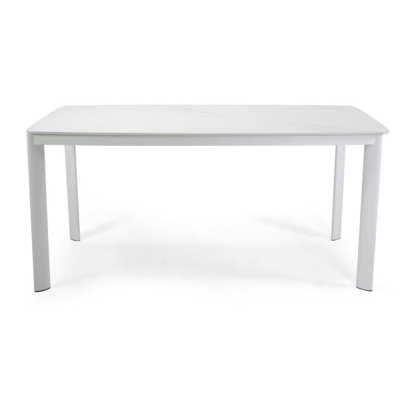 Tavolo alluminio Bakersfield top pietra bianco 160x80