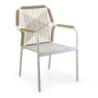 Poltrona alluminio Dean bianco corda e cuscino beige 56x62xH85 cm