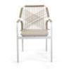 Poltrona alluminio Dean bianco corda e cuscino beige 56x62xH85 cm