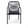 Poltrona alluminio Dean antracite corda e cuscino grigio 56x62xH85