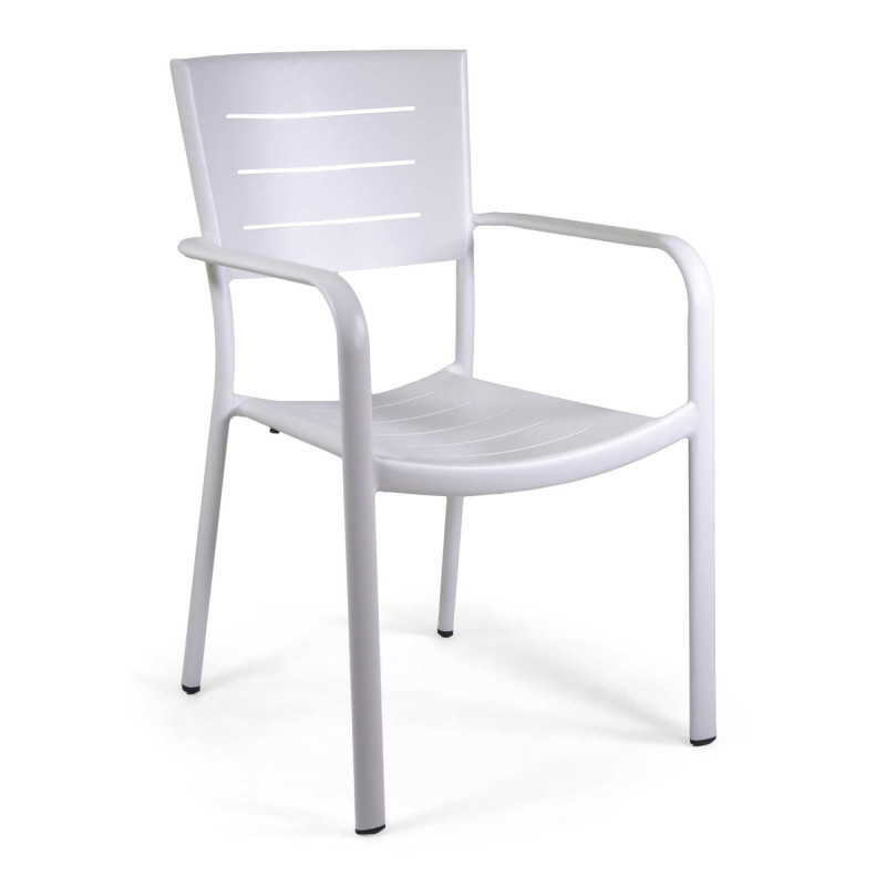 Poltrona alluminio Delta bianco 55,5x59,5xH44/63/85 cm moderna