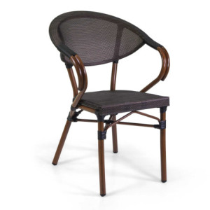 Poltrona francese alluminio textilene noce cm 58x59h45/82