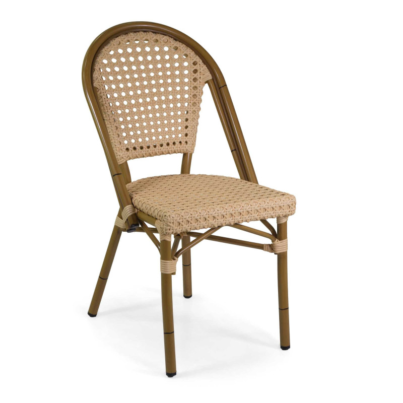 Sedia francese alluminio polyrattan naturale 46x56xH87 cm