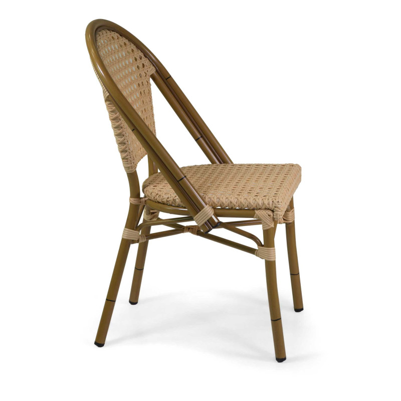 Sedia francese alluminio polyrattan naturale 46x56xH87 cm