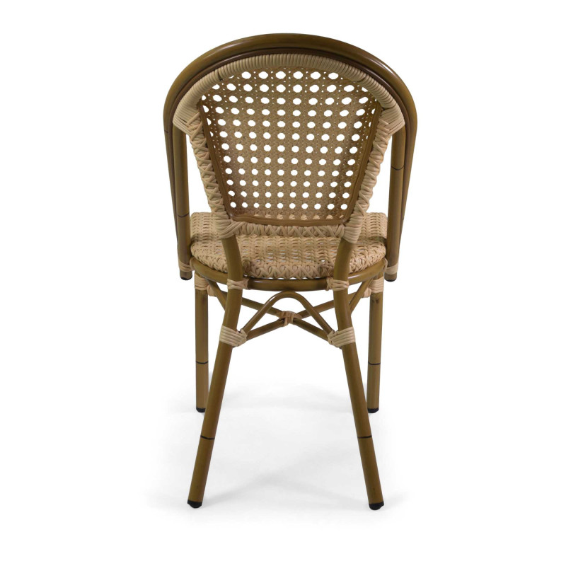 Sedia francese alluminio polyrattan naturale 46x56xH87 cm