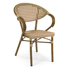 Poltrona francese alluminio polyrattan naturale 58x59xH45/82 cm