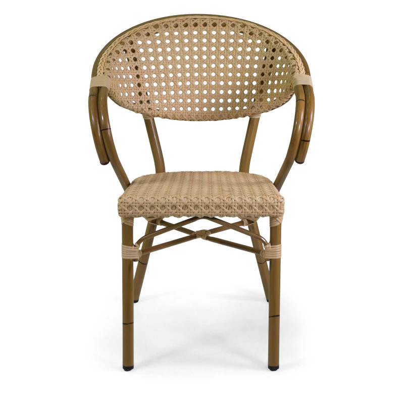 Poltrona francese alluminio polyrattan naturale 58x59xH45/82 cm
