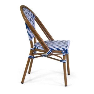 Zoom Sedia francese alluminio naturale polyrattan bianco blu cm 46x56h45/87