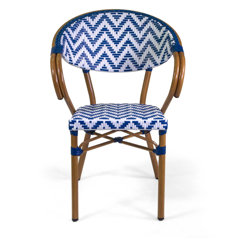 Poltrona francese alluminio polyrattan bianco blu 58x59xH45/82