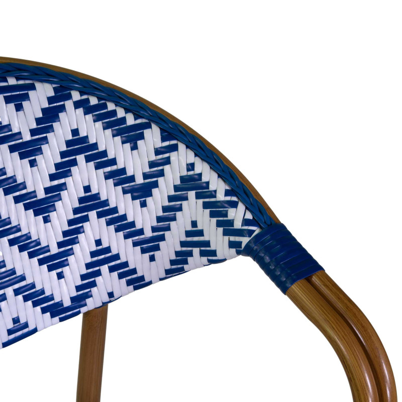 Poltrona francese alluminio polyrattan bianco blu 58x59xH45/82
